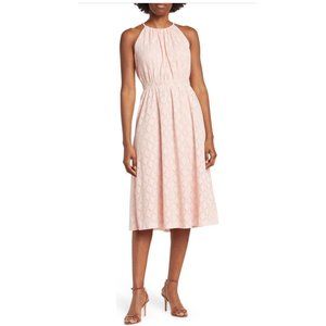 London Times Womens Peach Diamond Stretch Lace Halter Dress Sz 12 NWT
